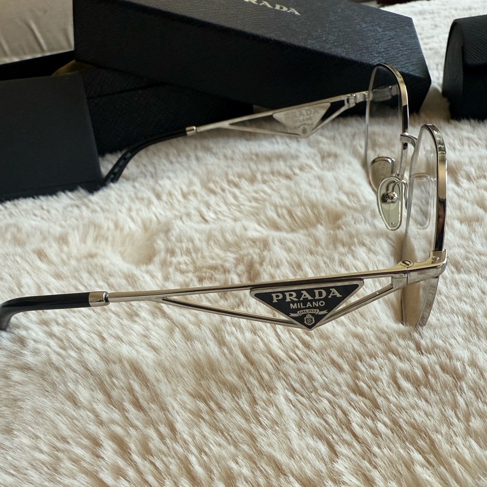 Prada Silver Oversized Geometric Frame Glasses Prada PR A51V - Picture 2 of 3